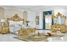 Load image into Gallery viewer, cama luxury bedroom set king size solid wood bed frames gold European luxury wooden bed other beds with wardrobe
