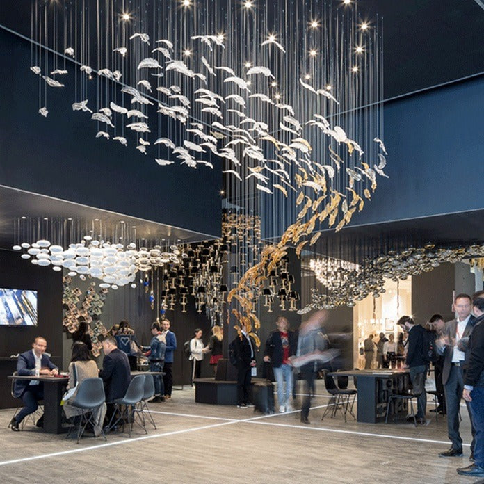 Chandelier for hotel Pendant Light Led Copper Luminous Acrylic Lamp Decorative Modern Style "Price depends on the size you need"