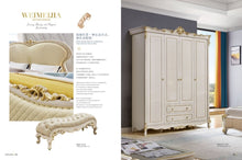 Load image into Gallery viewer, Antique leather headboards with night stands and dressing table luxury king size bed
