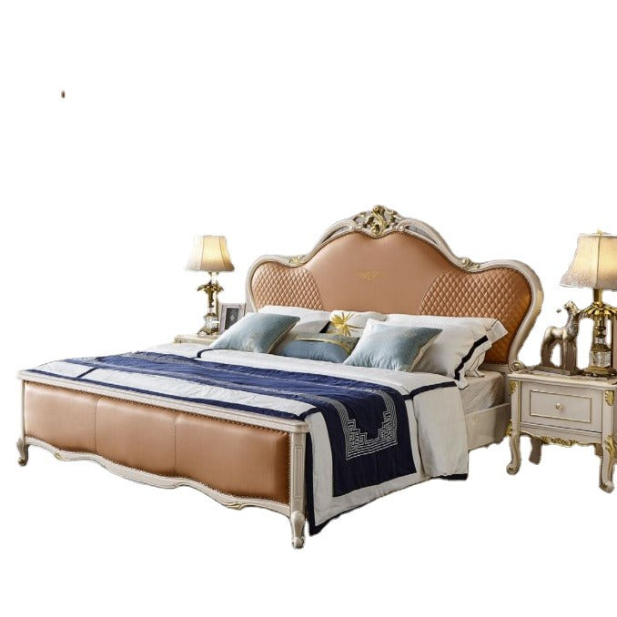 Antique Royal European Style Solid Wood Bedroom Furniture Classic Bedroom Set