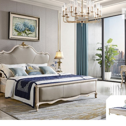 Antique Royal European Style Solid Wood Bedroom Furniture Classic Bedroom Set