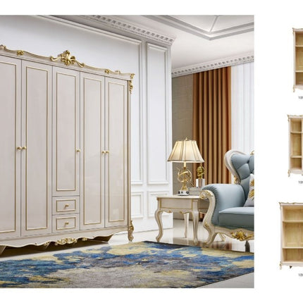 Antique Royal European Style Solid Wood Bedroom Furniture Classic Bedroom Set