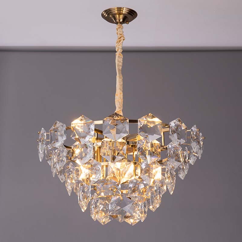 Contemporary design home decorative round grey crystal gold pendant lights hotel luxury modern