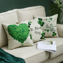 Cargar imagen en el visor de la galería, Custom pillow manufacturer pillow case print green clover decorative pillow covers linen cushion cover
