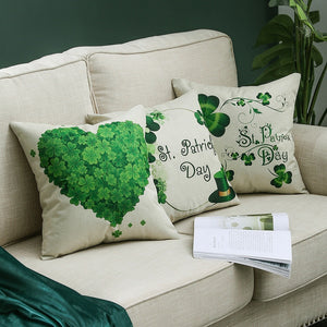 Custom pillow manufacturer pillow case print green clover decorative pillow covers linen cushion cover