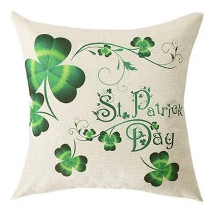 Custom pillow manufacturer pillow case print green clover decorative pillow covers linen cushion cover