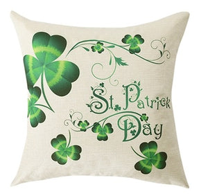 Custom pillow manufacturer pillow case print green clover decorative pillow covers linen cushion cover