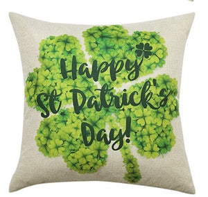 Custom pillow manufacturer pillow case print green clover decorative pillow covers linen cushion cover