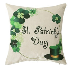 Cargar imagen en el visor de la galería, Custom pillow manufacturer pillow case print green clover decorative pillow covers linen cushion cover
