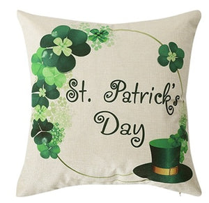 Custom pillow manufacturer pillow case print green clover decorative pillow covers linen cushion cover