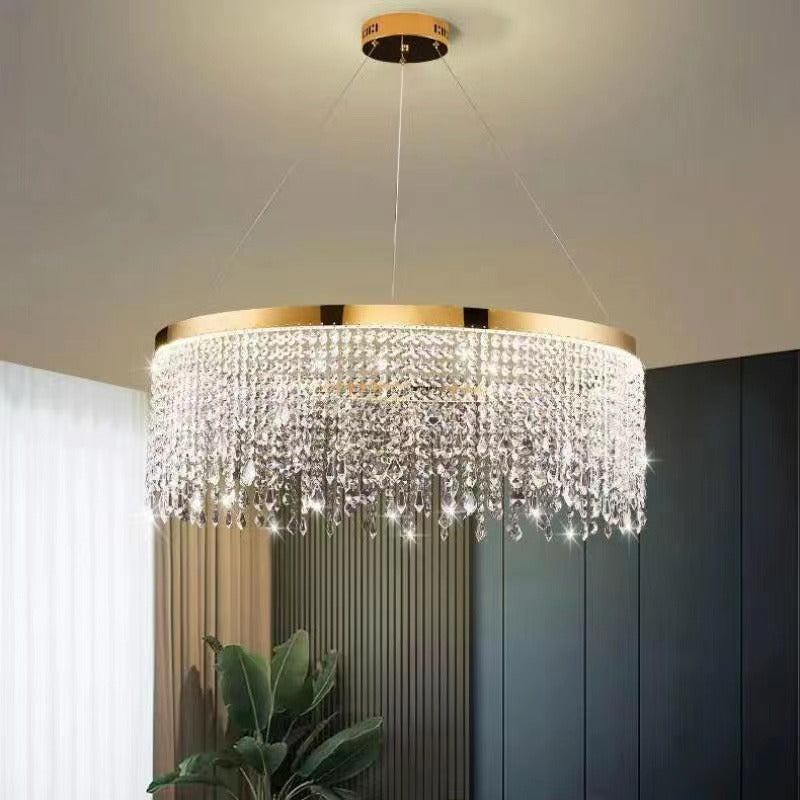 Customized Hotel Project Iron Large Crystal Pendant Light Hanging Luxury Modern K9 Crystal Chandelier 