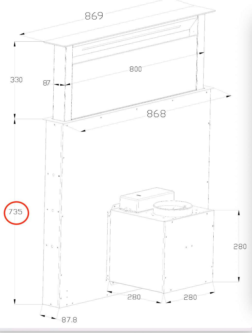 60CM 90CM Super Quiet Downdraft Hood Range Kitchen Cooker Island Touch Control