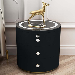 New Smart Nightstand Room Furniture Modern Small White Side Table Smart Led Light Nightstand Charge Table Side Desk