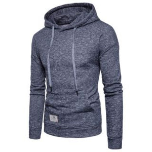 Mens Pullover Sweater Long Sleeve Knitted Drop Shoulder Drawstring Pullover Hoodie