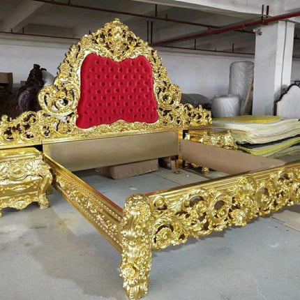 elegant carved wood beds European style wood bedroom set king size design beds set