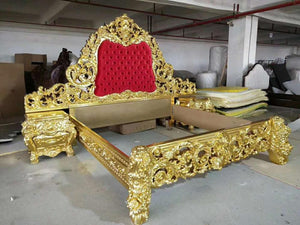 elegant carved wood beds European style wood bedroom set king size design beds set