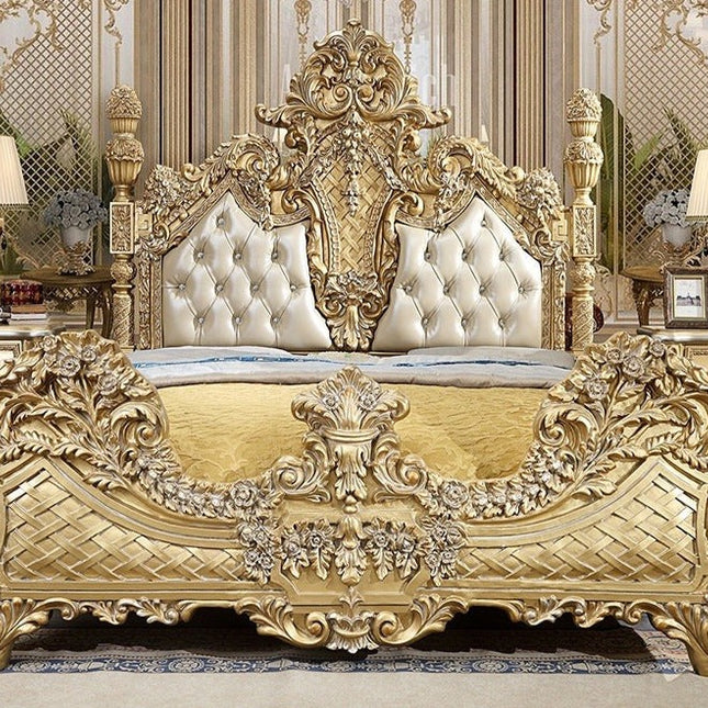 Europäisches klassisches Schlafzimmermöbel-Set aus Massivholz in königlichen Größen (Kingsize/Queensize) 