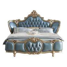 Charger l&#39;image dans la galerie, European king size classic wooden craving villa genuine leather bedroom furniture
