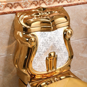 Royal Palace Vintage Ceramic Golden Toilet Bowl Luxury Gold Plated with Pedestal