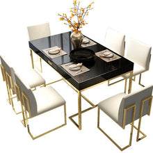 Charger l&#39;image dans la galerie, Family dining room furniture modern classic design simple modern tempered glass dining table
