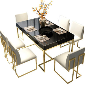 Family dining room furniture modern classic design simple modern tempered glass dining table