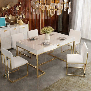 Family dining room furniture modern classic design simple modern tempered glass dining table