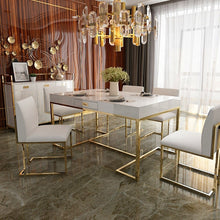 Cargar imagen en el visor de la galería, Family dining room furniture modern classic design simple modern tempered glass dining table
