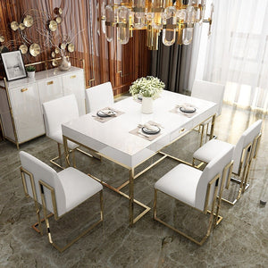 Family dining room furniture modern classic design simple modern tempered glass dining table