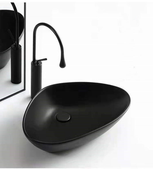 The Smooth Curve Black Wash Basin Porcelain Sink Tabletop