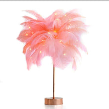 Загрузить изображение в средство просмотра галереи, Feather Table Lamp Romantic Feather Lampshade LED Night Lamp for Bedroom Wedding Decorative Lights
