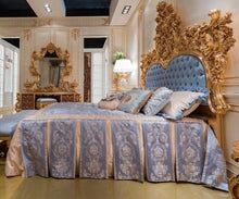 Load image into Gallery viewer, French Style Antique Fabric Design King Size Wood Luxury Bed
