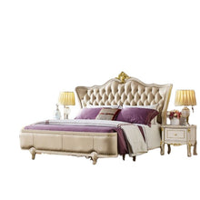 Load image into Gallery viewer, genuine leather headboards with night stands and dressing table luxury king size bed
