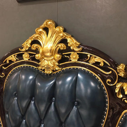 Hochwertiges Schlafzimmermöbel-Set, Holz, goldfarben, Kingsize-Bett, Wandbett, europäisches Massivholz, 1382 