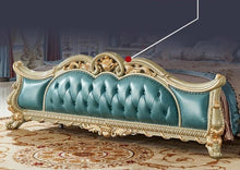 Загрузить изображение в средство просмотра галереи, good quality elegant bedroom set furniture luxury wooden blue leather master furniture bedroom
