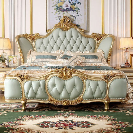 high gloss champagne foil luxury bedroom furniture set with storage, lit queen size bed