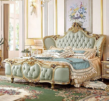 Load image into Gallery viewer, high gloss champagne foil luxury bedroom furniture set with storage, lit queen size bed
