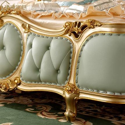 high gloss champagne foil luxury bedroom furniture set with storage, lit queen size bed