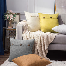 Load image into Gallery viewer, custom pillow case decor farmhouse button linen pillow cover
