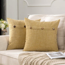 Load image into Gallery viewer, custom pillow case decor farmhouse button linen pillow cover
