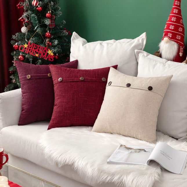 Pillow Cover High quality decorative throw pillow sequin linen pillow cover buttons hemp cushion cover for couch sofa