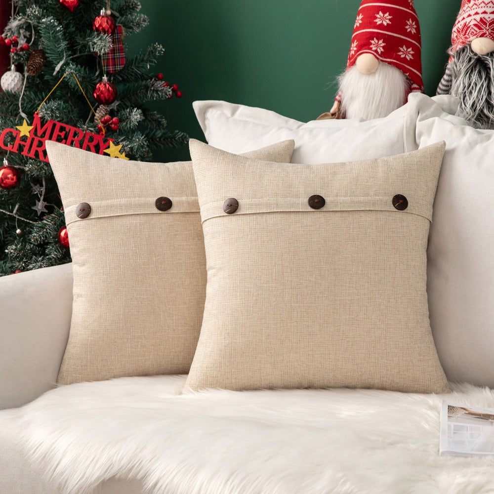 Pillow Cover High quality decorative throw pillow sequin linen pillow cover buttons hemp cushion cover for couch sofa