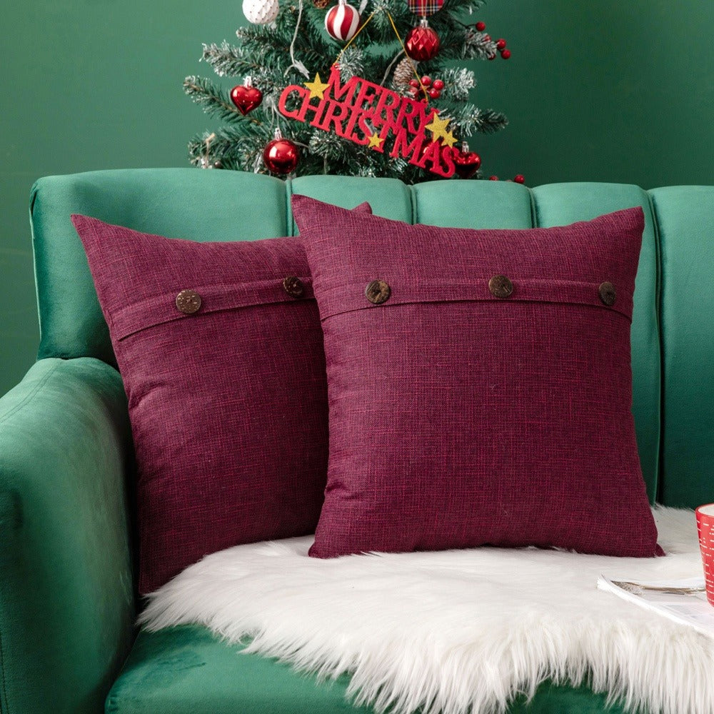 Pillow Cover High quality decorative throw pillow sequin linen pillow cover buttons hemp cushion cover for couch sofa