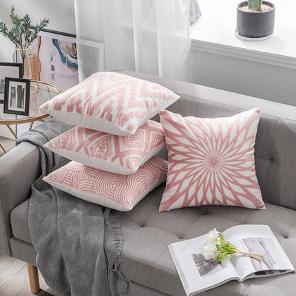 High Quality Geometric Embroidery Cushion Cover Pillow Case 18x18 inch Custom Cotton Pillow Cushion Embroidered Pillow Cover