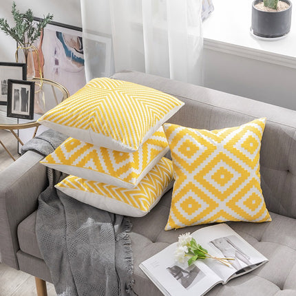 High Quality Geometric Embroidery Cushion Cover Pillow Case 18x18 inch Custom Cotton Pillow Cushion Embroidered Pillow Cover