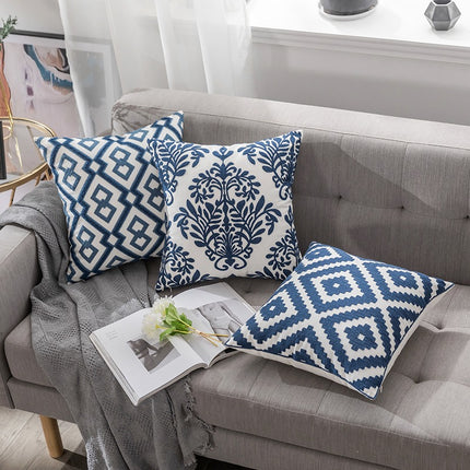 High Quality Geometric Embroidery Cushion Cover Pillow Case 18x18 inch Custom Cotton Pillow Cushion Embroidered Pillow Cover
