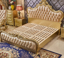 Load image into Gallery viewer, Italian Luxury champagne wood color bedroom furniture for bedrooms, leather bedroom set furniture
