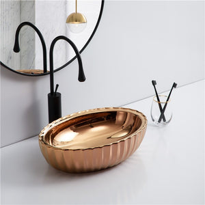 Rose Gold Art Basin Sink Tabletop Countertop Tart Design