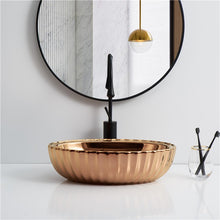 Load image into Gallery viewer, Rose Gold Art Basin Sink Tabletop Countertop Tart Design
