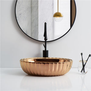 Rose Gold Art Basin Sink Tabletop Countertop Tart Design