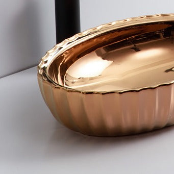 Rose Gold Art Basin Sink Tabletop Countertop Tart Design